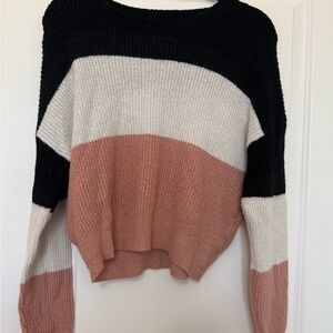 Fashion Nova Colorblock Sweater - Black, Cream, and Pink